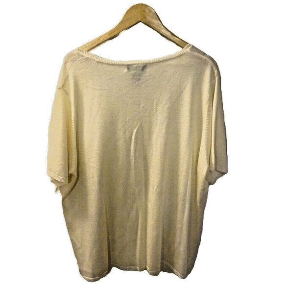 Pre-Loved Sag Harbor 3X Plus Size Ivory Short Sleeve Pullover Acrylic Rayon Swea - Picture 3 of 6